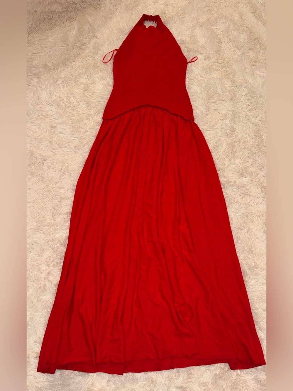 NEW SOLID & STRIPED apple red Halter Soglio knit maxi dress Sz S - Picture 5 of 11